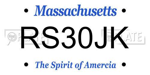 RS30JK Massachusetts License Plate