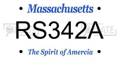 RS342A Massachusetts License Plate