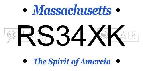 RS34XK Massachusetts License Plate