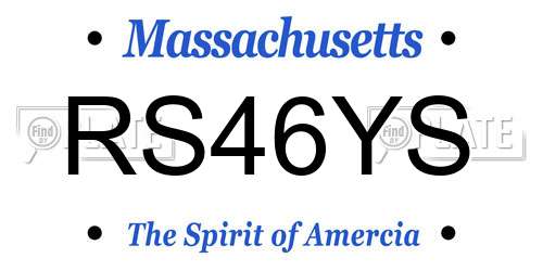 RS46YS Massachusetts License Plate