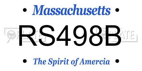 RS498B Massachusetts License Plate