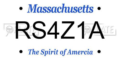RS4Z1A Massachusetts License Plate