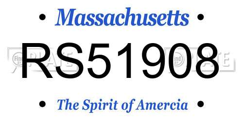 RS51908 Massachusetts License Plate