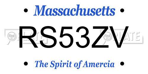 RS53ZV Massachusetts License Plate