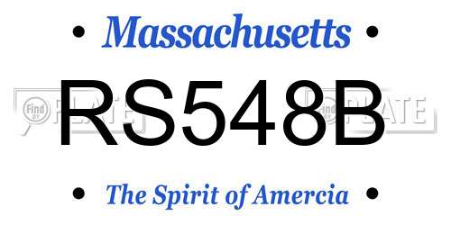 RS548B Massachusetts License Plate