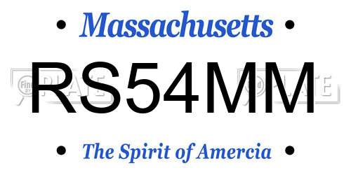 RS54MM Massachusetts License Plate