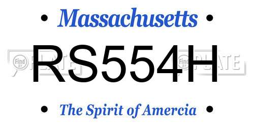 RS554H Massachusetts License Plate