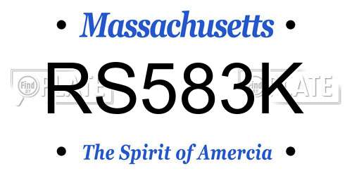 RS583K Massachusetts License Plate