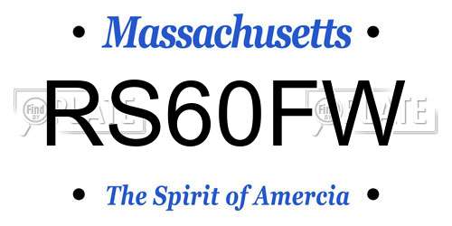 RS60FW Massachusetts License Plate
