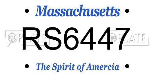 RS6447 Massachusetts License Plate