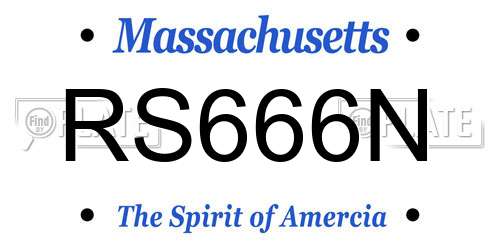 RS666N Massachusetts License Plate