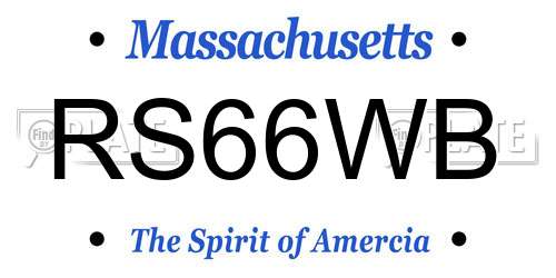 RS66WB Massachusetts License Plate