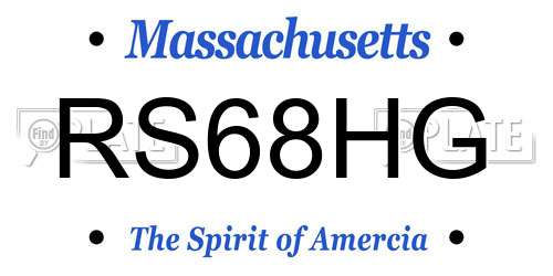 RS68HG Massachusetts License Plate