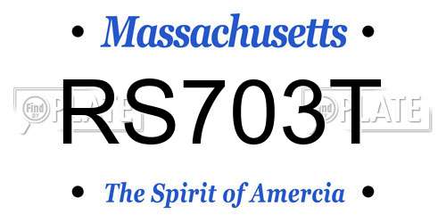 RS703T Massachusetts License Plate