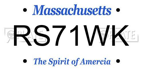 RS71WK Massachusetts License Plate