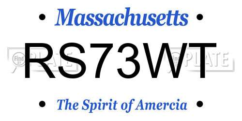 RS73WT Massachusetts License Plate