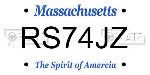 RS74JZ Massachusetts License Plate