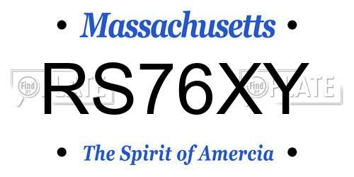 RS76XY Massachusetts License Plate