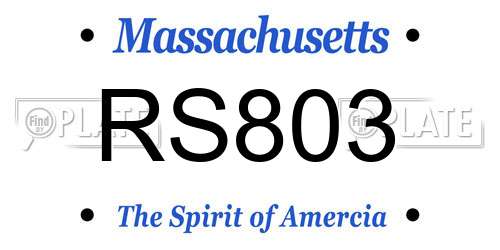 RS803 Massachusetts License Plate