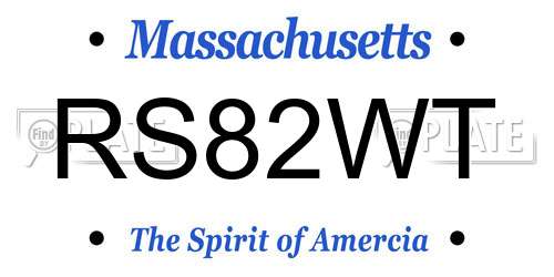 RS82WT Massachusetts License Plate