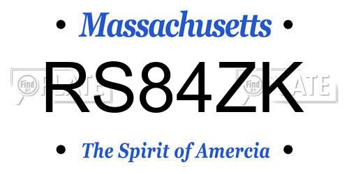 RS84ZK Massachusetts License Plate