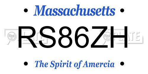 RS86ZH Massachusetts License Plate
