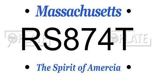 RS874T Massachusetts License Plate