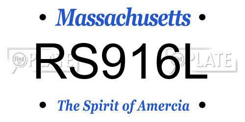 RS916L Massachusetts License Plate