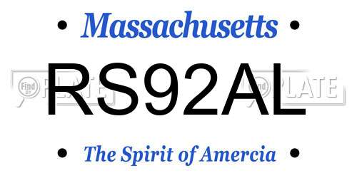 RS92AL Massachusetts License Plate