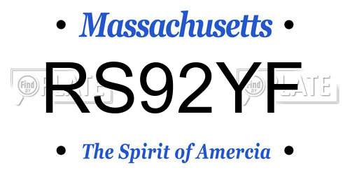 RS92YF Massachusetts License Plate