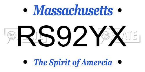RS92YX Massachusetts License Plate