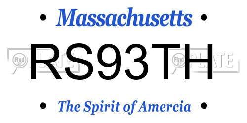 RS93TH Massachusetts License Plate