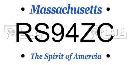 RS94ZC Massachusetts License Plate