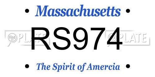 RS974 Massachusetts License Plate
