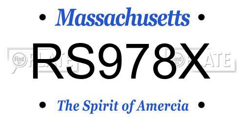 RS978X Massachusetts License Plate