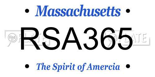 RSA365 Massachusetts License Plate
