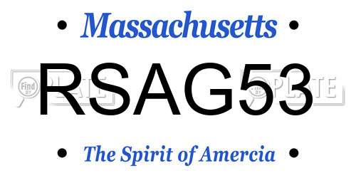 RSAG53 Massachusetts License Plate