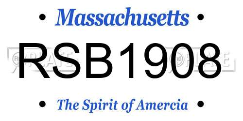 RSB1908 Massachusetts License Plate