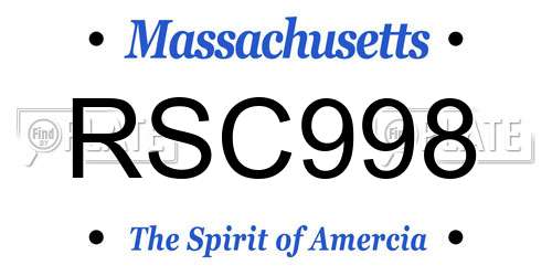 RSC998 Massachusetts License Plate
