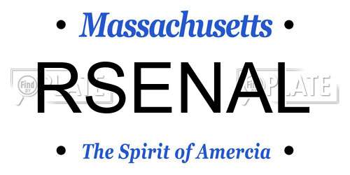 RSENAL Massachusetts License Plate