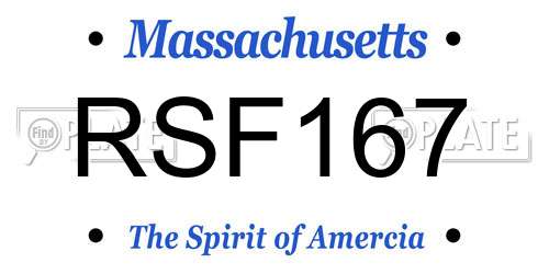 RSF167 Massachusetts License Plate