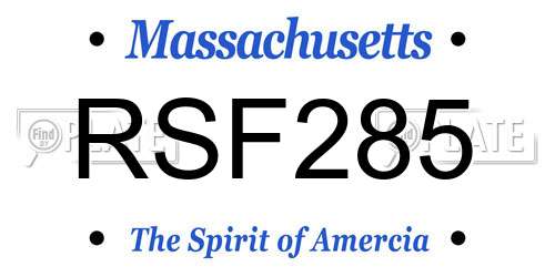 RSF285 Massachusetts License Plate
