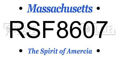 RSF8607 Massachusetts License Plate