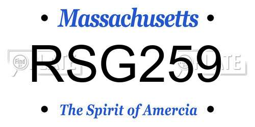 RSG259 Massachusetts License Plate