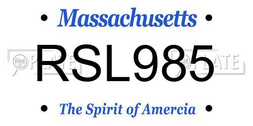 RSL985 Massachusetts License Plate