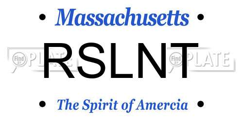 RSLNT Massachusetts License Plate