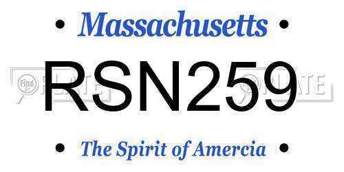RSN259 Massachusetts License Plate