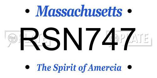 RSN747 Massachusetts License Plate