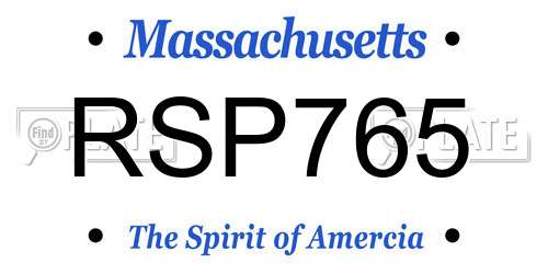 RSP765 Massachusetts License Plate