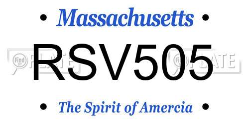 RSV505 Massachusetts License Plate